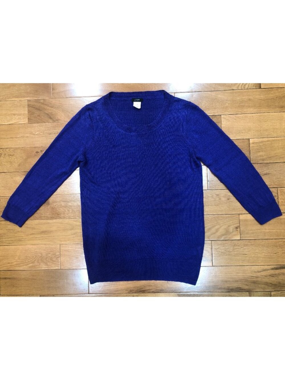 J Crew 100% Linen Purple Knit 3/4 Sleeve Sweater Coastal Minimalist Size XS